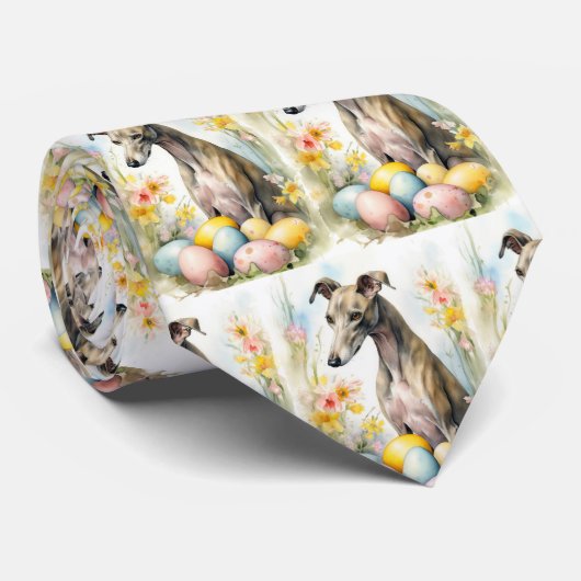 Greyhound met paaseieren stropdas (Opgerold)