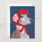 Greyhound met Pet van Red Wooly Briefkaart (Voorkant / Achterkant)