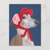 Greyhound met Pet van Red Wooly Briefkaart (Voorkant)