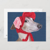 Greyhound met Pet van Red Wooly Briefkaart (Voorkant / Achterkant)