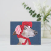 Greyhound met Pet van Red Wooly Briefkaart (Staand voorkant)