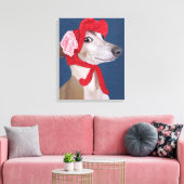 Greyhound met Pet van Red Wooly Canvas Afdruk (Insitu (Woonkamer))