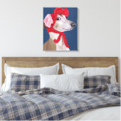 Greyhound met Pet van Red Wooly Canvas Afdruk (Insitu (Slaapkamer))