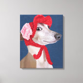 Greyhound met Pet van Red Wooly Canvas Afdruk (Voorkant)