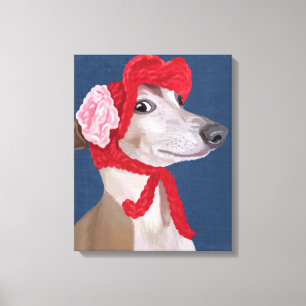 Greyhound met Pet van Red Wooly Canvas Afdruk