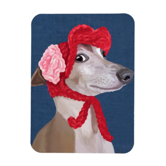 Greyhound met Pet van Red Wooly Magneet (Verticaal)