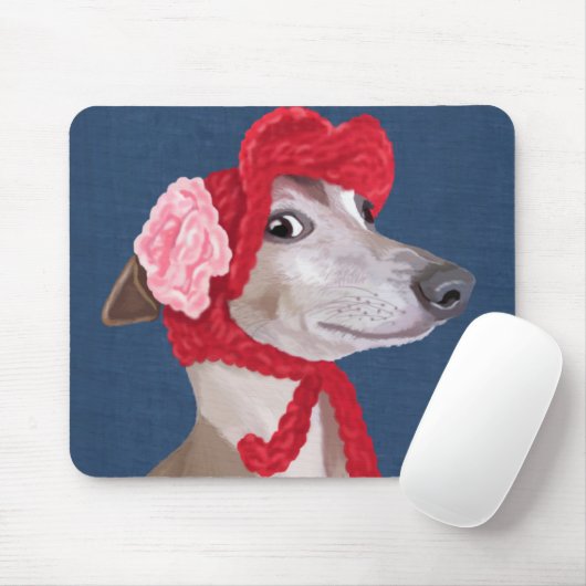 Greyhound met Pet van Red Wooly Muismat (Met muis)