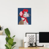 Greyhound met Pet van Red Wooly Poster (Thuiskantoor)