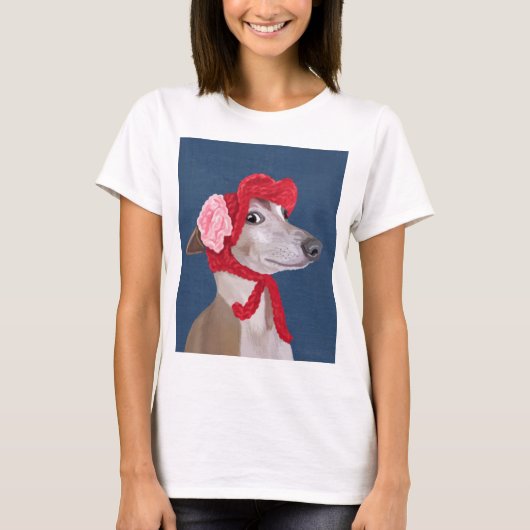 Greyhound met Pet van Red Wooly T-shirt (Voorkant)