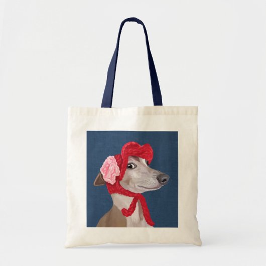 Greyhound met Pet van Red Wooly Tote Bag (Voorkant)