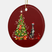 Greyhound met Petten kerst Keramisch Ornament (Links)