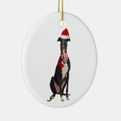 Greyhound met Petten kerst Keramisch Ornament (Rechts)