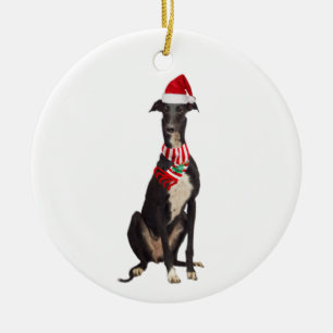 Greyhound met Petten kerst Keramisch Ornament
