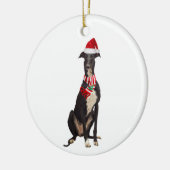 Greyhound met Petten kerst Keramisch Ornament (Links)