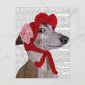 Greyhound met Red Wooly Pet 2 Briefkaart (Voorkant)