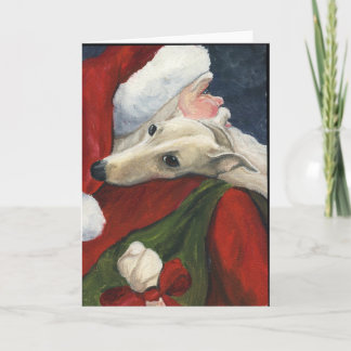 "Greyhound met Santa" Dog Art Christmas Kaart