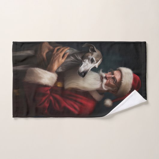Greyhound Met Sinterklaas Feestelijke Kerstmis Bad Handdoek (Handdoek)