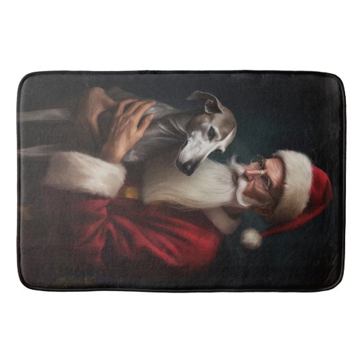 Greyhound Met Sinterklaas Feestelijke Kerstmis Badmat (Voorkant)