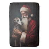 Greyhound Met Sinterklaas Feestelijke Kerstmis Badmat (Voorkant Verticaal)