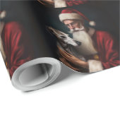 Greyhound Met Sinterklaas Feestelijke Kerstmis Cadeaupapier (Rol Hoek)