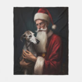 Greyhound Met Sinterklaas Feestelijke Kerstmis Fleece Deken (Voorkant)