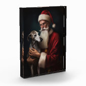 Greyhound Met Sinterklaas Feestelijke Kerstmis Fotoblokken (Links)