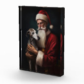 Greyhound Met Sinterklaas Feestelijke Kerstmis Fotoblokken (Rechts)