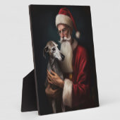 Greyhound Met Sinterklaas Feestelijke Kerstmis Fotoplaat (Zijkant)