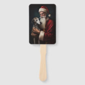 Greyhound Met Sinterklaas Feestelijke Kerstmis Handwaaier (Voorkant)