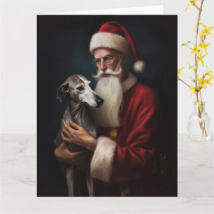 Greyhound Met Sinterklaas Feestelijke Kerstmis Kaart