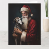 Greyhound Met Sinterklaas Feestelijke Kerstmis Kaart (Voorkant)