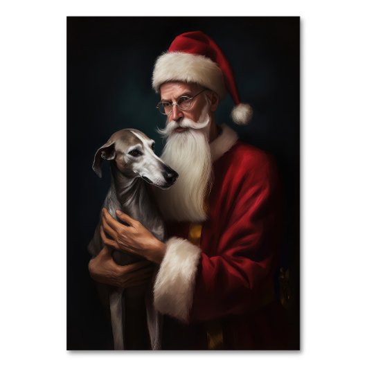 Greyhound Met Sinterklaas Feestelijke Kerstmis Kaart (Voorkant)