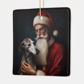 Greyhound Met Sinterklaas Feestelijke Kerstmis Keramisch Ornament (Links)