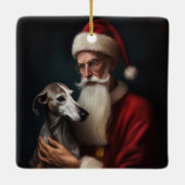 Greyhound Met Sinterklaas Feestelijke Kerstmis Keramisch Ornament (Achterkant)