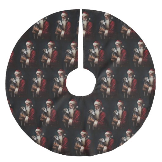 Greyhound Met Sinterklaas Feestelijke Kerstmis Kerstboom Rok (Voorkant)
