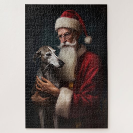 Greyhound Met Sinterklaas Feestelijke Kerstmis Legpuzzel (Verticaal)