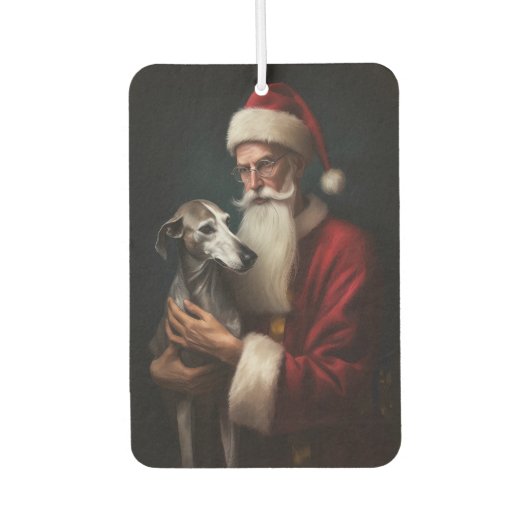 Greyhound Met Sinterklaas Feestelijke Kerstmis Luchtverfrisser (Voorkant)