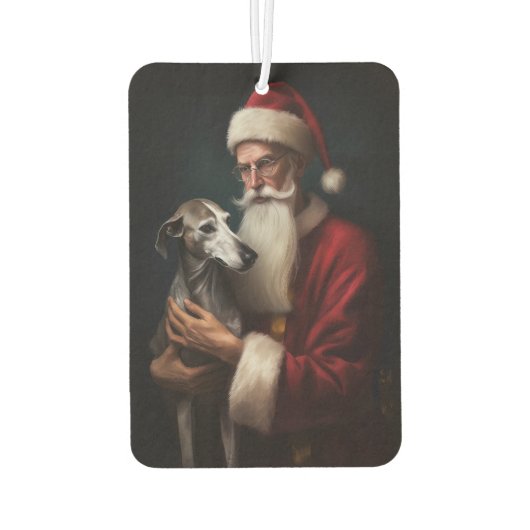 Greyhound Met Sinterklaas Feestelijke Kerstmis Luchtverfrisser (Achterkant)