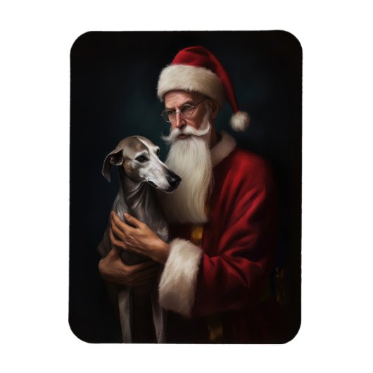 Greyhound Met Sinterklaas Feestelijke Kerstmis Magneet (Verticaal)