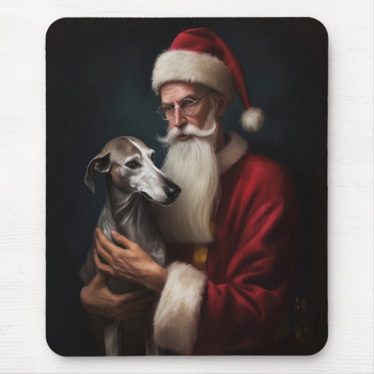 Greyhound Met Sinterklaas Feestelijke Kerstmis Muismat (Voorkant)