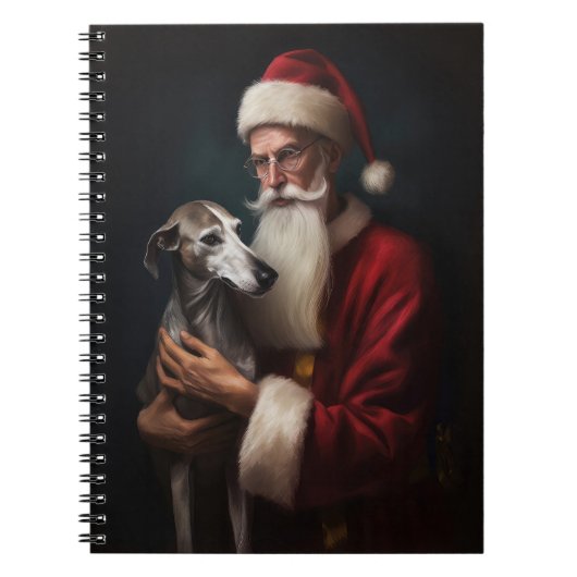 Greyhound Met Sinterklaas Feestelijke Kerstmis Notitieboek (Voorkant)