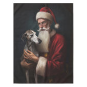 Greyhound Met Sinterklaas Feestelijke Kerstmis Tafelkleed (Voorkant)