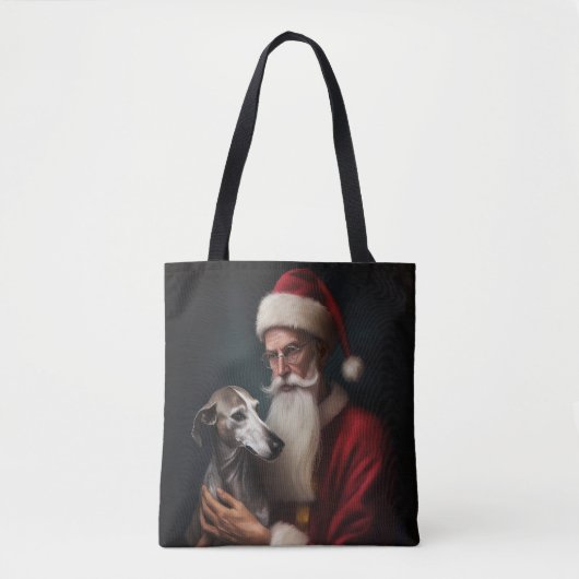 Greyhound Met Sinterklaas Feestelijke Kerstmis Tote Bag (Voorkant)