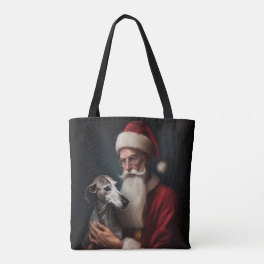 Greyhound Met Sinterklaas Feestelijke Kerstmis Tote Bag (Achterkant)