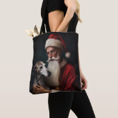 Greyhound Met Sinterklaas Feestelijke Kerstmis Tote Bag (Dichtbij)