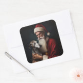 Greyhound Met Sinterklaas Feestelijke Kerstmis Vierkante Sticker (Envelop)