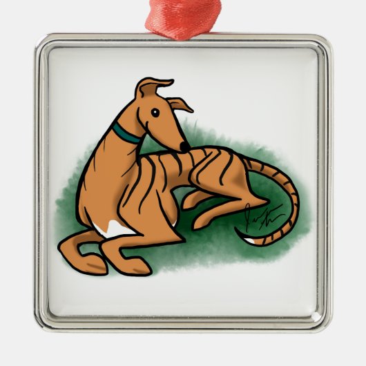 Greyhound Metalen Ornament (Voorkant)