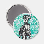 Greyhound Moriz Jung schilderij print dierlijke ho Magneet (Voorkant / Achterkant)