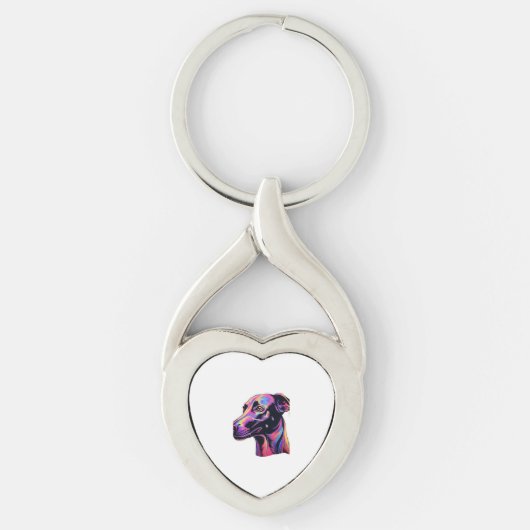 Greyhound Neon Design Sleutelhanger (Voorkant)