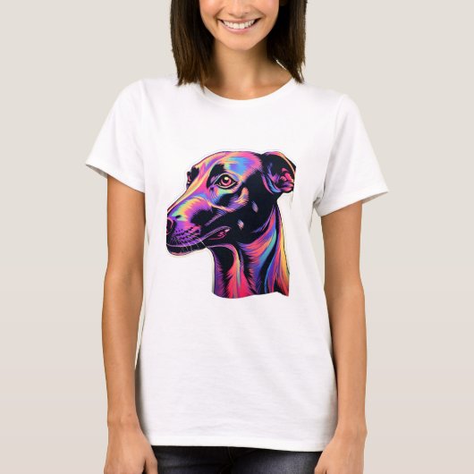 Greyhound Neon Design T-shirt (Voorkant)